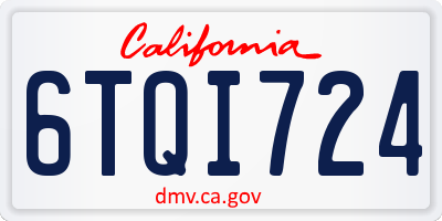 CA license plate 6TQI724