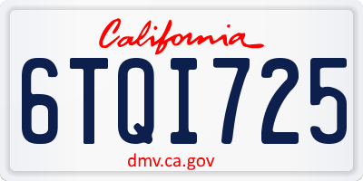 CA license plate 6TQI725
