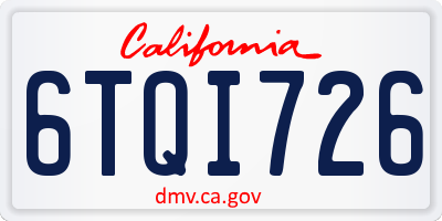 CA license plate 6TQI726