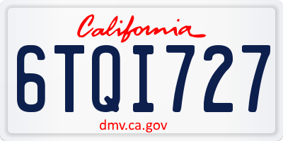 CA license plate 6TQI727