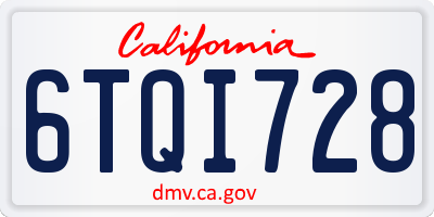 CA license plate 6TQI728