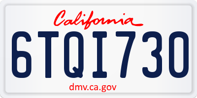 CA license plate 6TQI730