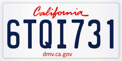 CA license plate 6TQI731