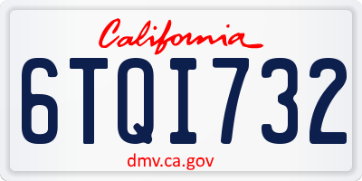 CA license plate 6TQI732