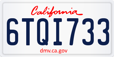 CA license plate 6TQI733
