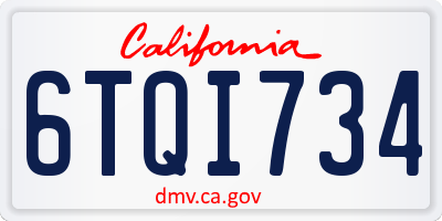 CA license plate 6TQI734