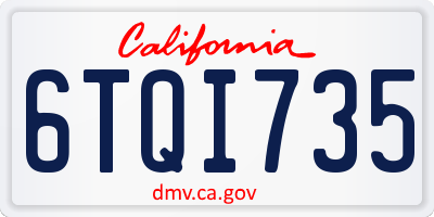 CA license plate 6TQI735