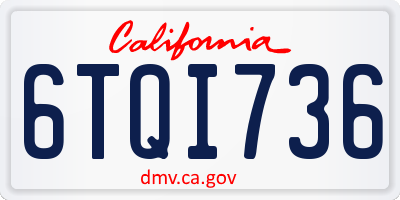 CA license plate 6TQI736