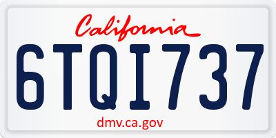 CA license plate 6TQI737