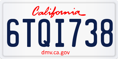 CA license plate 6TQI738