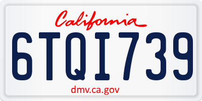 CA license plate 6TQI739