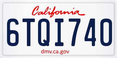 CA license plate 6TQI740