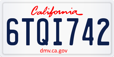CA license plate 6TQI742