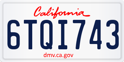 CA license plate 6TQI743