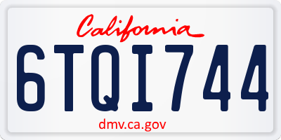 CA license plate 6TQI744