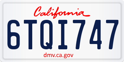 CA license plate 6TQI747