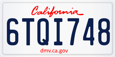 CA license plate 6TQI748