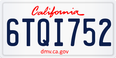 CA license plate 6TQI752
