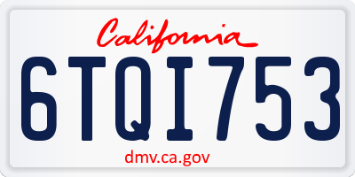 CA license plate 6TQI753