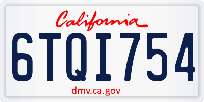 CA license plate 6TQI754