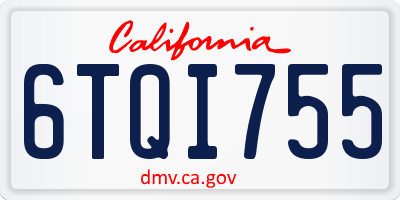 CA license plate 6TQI755