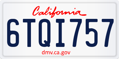 CA license plate 6TQI757