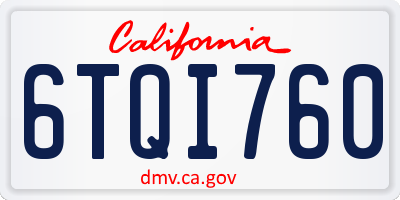 CA license plate 6TQI760