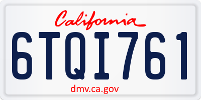 CA license plate 6TQI761