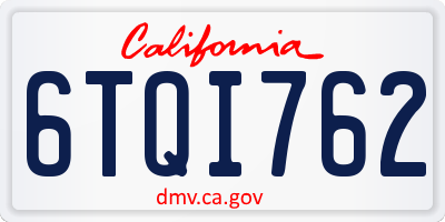 CA license plate 6TQI762
