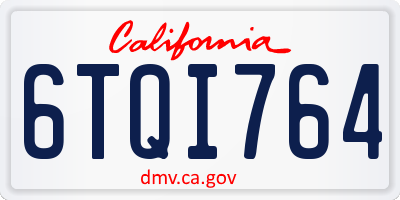 CA license plate 6TQI764