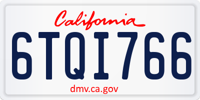 CA license plate 6TQI766