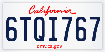 CA license plate 6TQI767