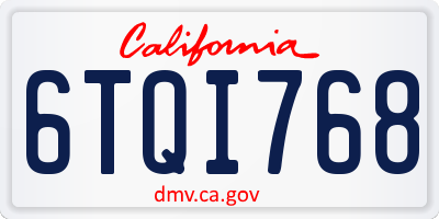 CA license plate 6TQI768