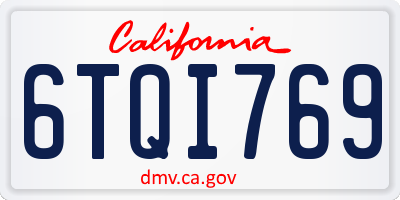 CA license plate 6TQI769