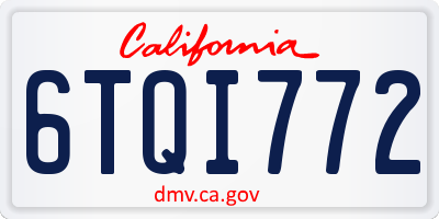 CA license plate 6TQI772