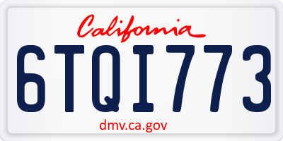 CA license plate 6TQI773