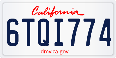 CA license plate 6TQI774