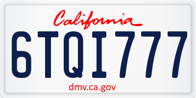 CA license plate 6TQI777