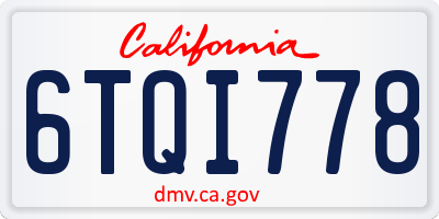 CA license plate 6TQI778