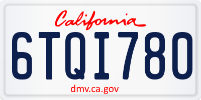 CA license plate 6TQI780