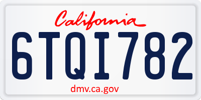 CA license plate 6TQI782