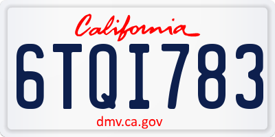 CA license plate 6TQI783