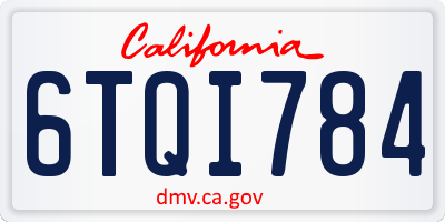 CA license plate 6TQI784