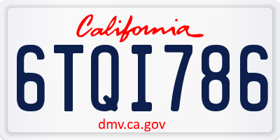 CA license plate 6TQI786