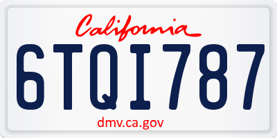 CA license plate 6TQI787