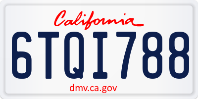 CA license plate 6TQI788