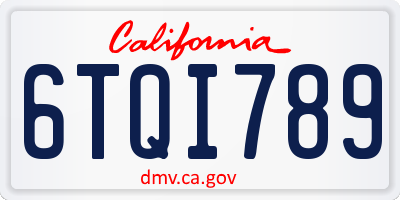CA license plate 6TQI789