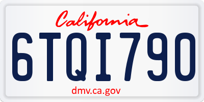CA license plate 6TQI790