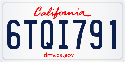 CA license plate 6TQI791