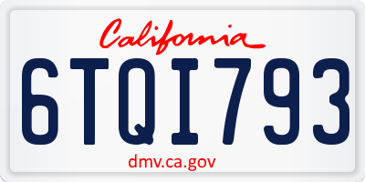 CA license plate 6TQI793